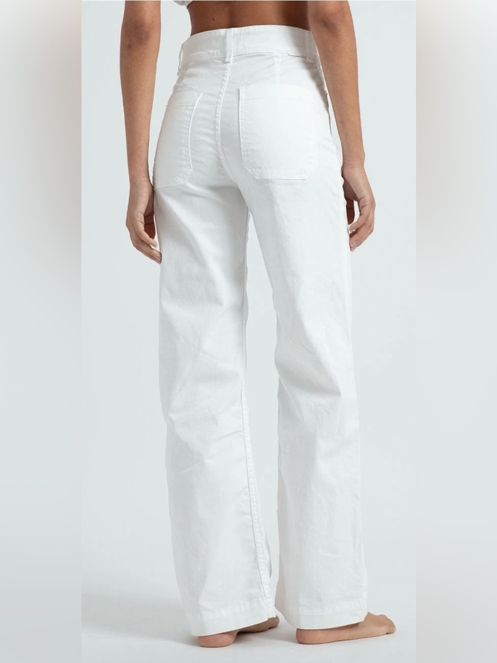 ASKKNY White Sailor Wide-Leg High-Rise Pants Front Pockets Size 27 - Picture 2 of 6